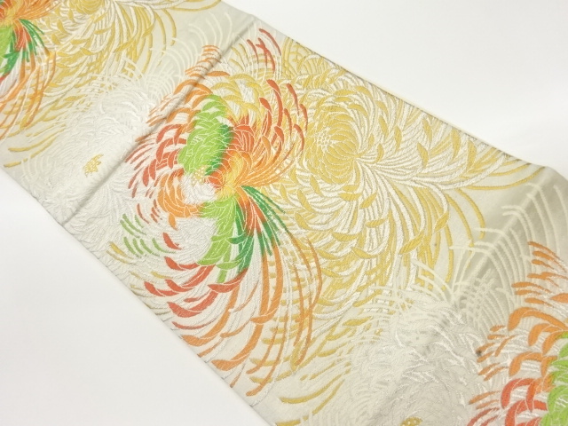 菊模様織出し袋帯